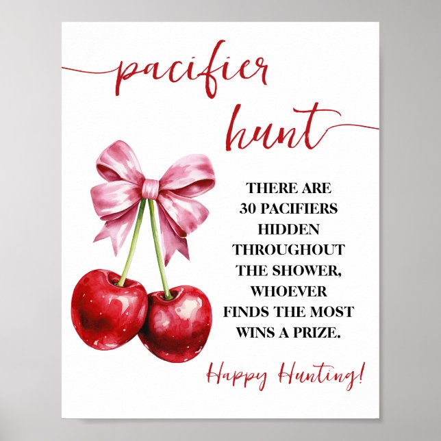 Poster Cherry Coquette Pacifier Hunt Chá de fraldas (Frente)