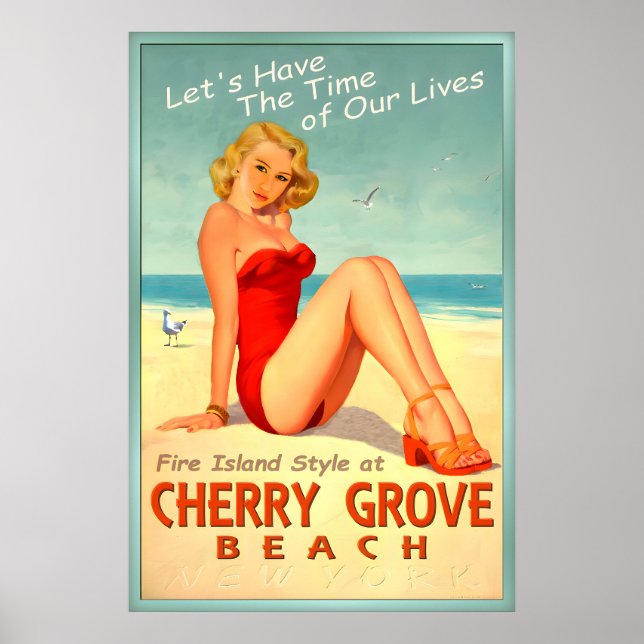 Poster Cherry Grove Beach Long Island Nova York Pin U (Frente)