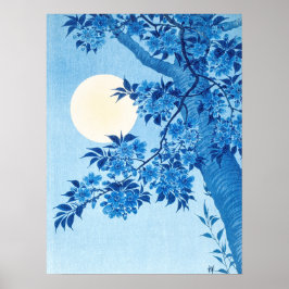 Poster Cherry Moonlit Night Ohara Koson Blue18