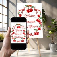 Cherry no topo da fita chá de fraldas sinal de boa