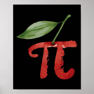 Poster Cherry Pi Day Funny Pie Cherries 3.14 Ciência Humo