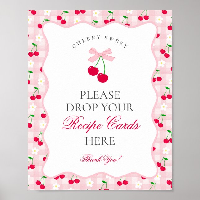 Poster Cherry Sweet Pink Coquette Arco Compartilhar um Si (Frente)