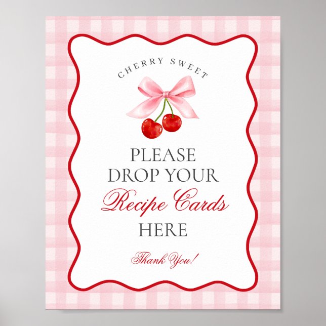 Poster Cherry Sweet Pink Coquette Arco Compartilhar um Si (Frente)