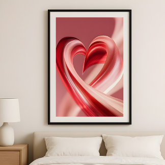 Poster Cherry Vibes Heart Swirl–Modern Love Abstract Art 
