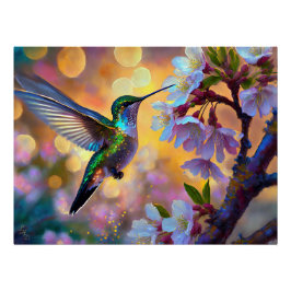 Pôster Chersom Fantasy Sunrise Hummingbird