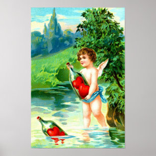 Pôster Cherub e corações