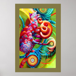 Poster Cheshire Cat Peacock Psychedelic Dream Pop