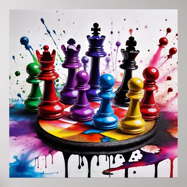 Poster Chess A Game of Kings AI Fantasy Digital Art Impre (Frente)