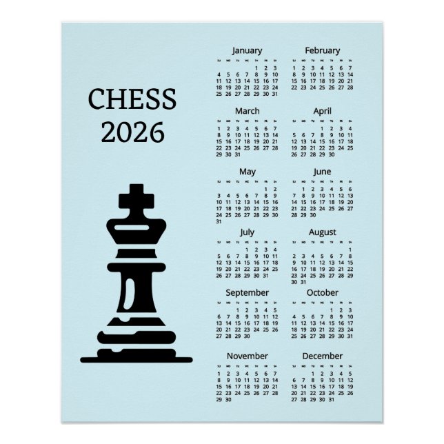 Pôster Chess Piece King 2026 Calendar Poster (Frente)