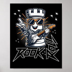 Poster Chess Rook E Roll Funny Electric Guitar Music Pl