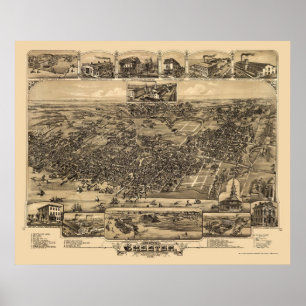 Pôster Chester, mapa panorâmico do PA - 1885