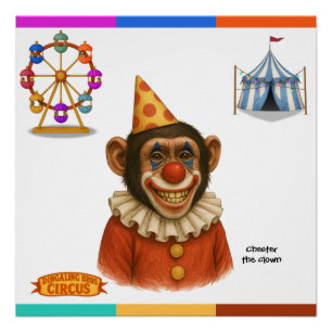 Pôster Chester o palhaço chimpanzé
