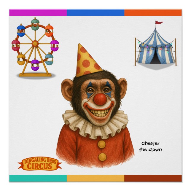 Pôster Chester o palhaço chimpanzé (Frente)