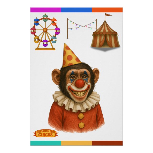 Pôster Chester o palhaço chimpanzé (Frente)