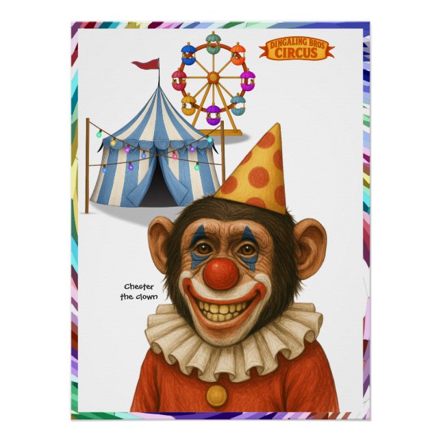 Pôster Chester the chimp clown (Frente)