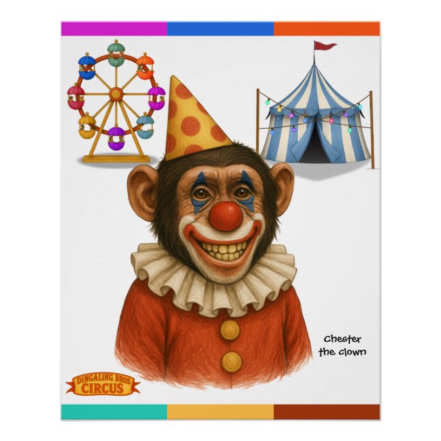 Pôster Chester the chimp clown (Frente)