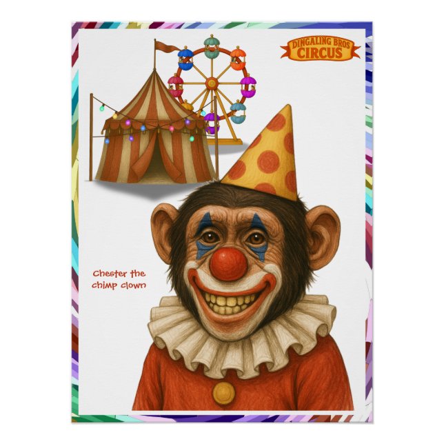 Pôster Chester the chimp clown (Frente)