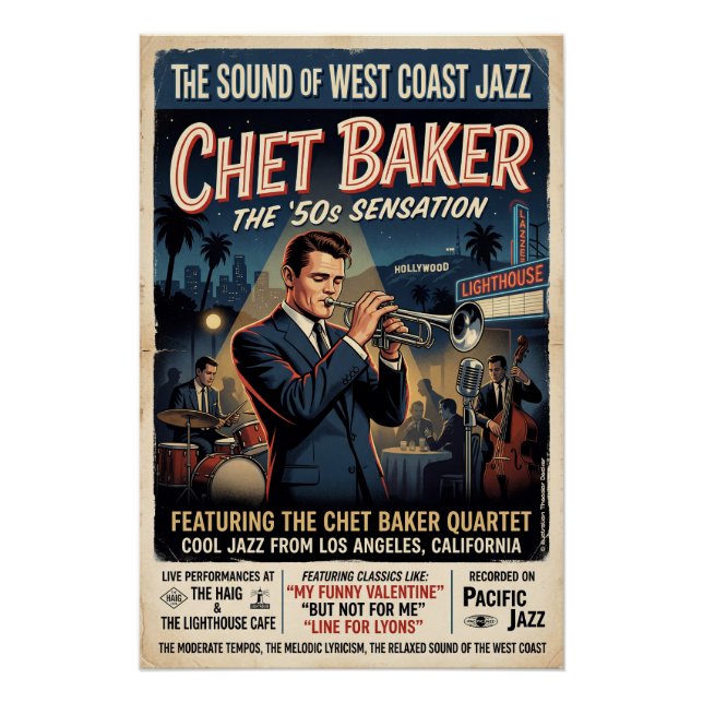 Pôster Chet Baker 1950  (Frente)