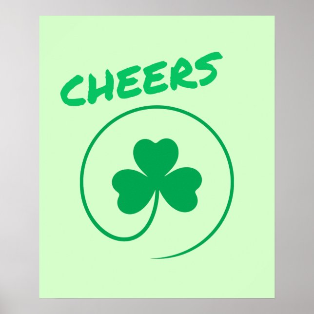 Poster Chever Shamrock Dia de São Patrício Verde irlandês (Frente)