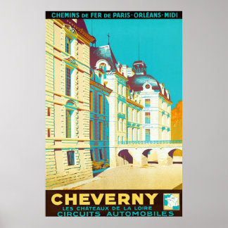 Poster Cheverny ~ Vintage Viagem francês