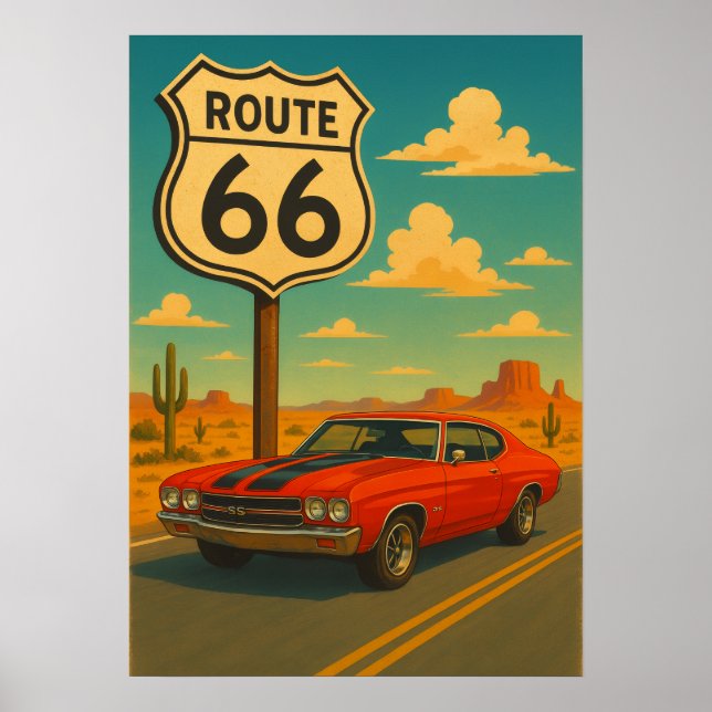Poster Chevrolet Chevelle SS - Rota 66 (Frente)