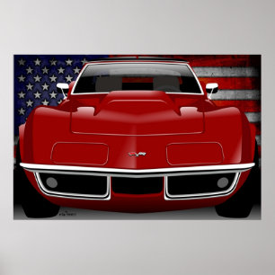 Poster Chevrolet Corvette C3 vermelho