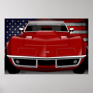 Poster Chevrolet Corvette C3 vermelho