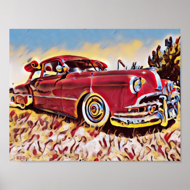 Poster Chevrolet Lowrider Bomb Red Low Rider Chevy Art (Frente)