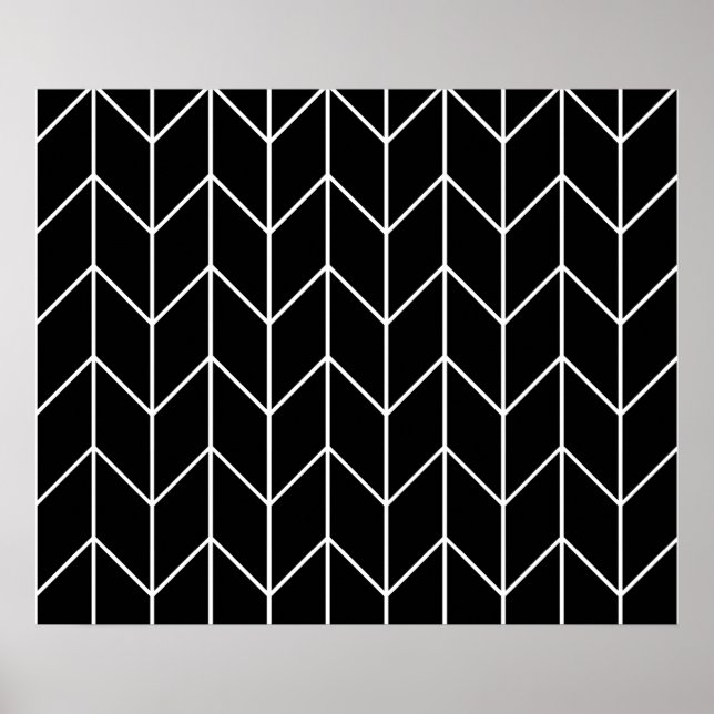 Poster Chevron Branco Preto Fundo Moderno Quic (Frente)