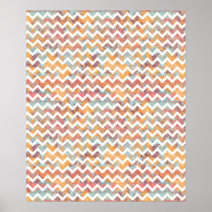 Poster Chevron brilhante com textura do Grunge do artista