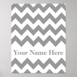 Poster Chevron corajoso cinzento com nome