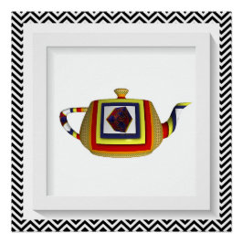 Pôster Chevron Cube Yellow Red Teapot
