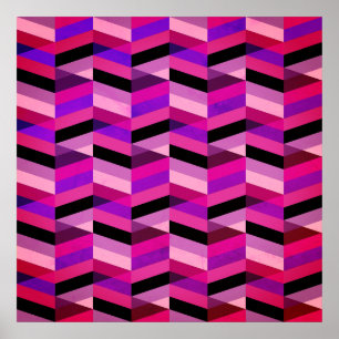 Poster Chevron/Herringbone Abstrato   Roxos e Violeta