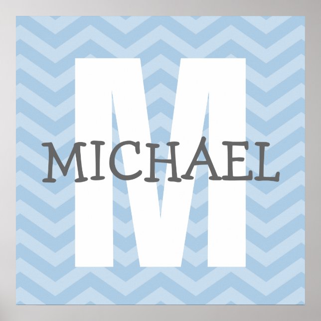 Pôster Chevron Monogram Child's Room Art (Frente)