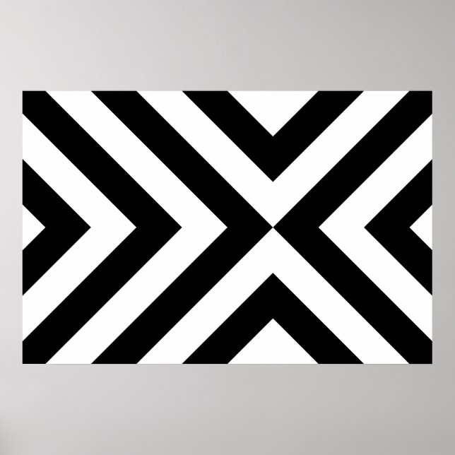 Poster Chevron preto e branco (Frente)