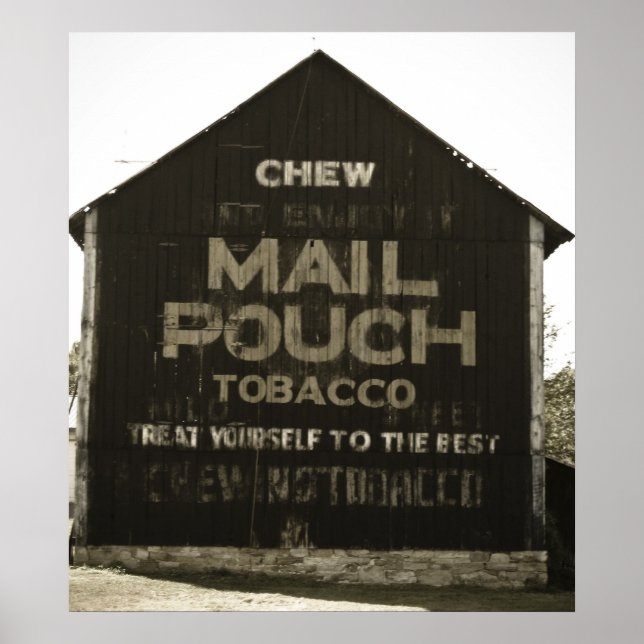 Pôster Chew Mail Pouch Cigarro Barn Termo Antiquado (Frente)
