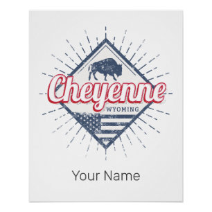 Pôster Cheyenne City Wyoming Estados Unidos Vintage EUA