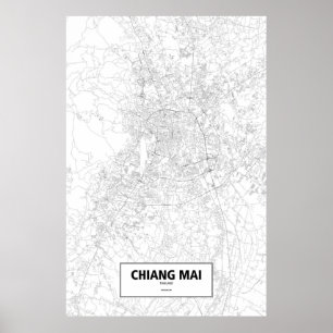 Pôster Chiang Mai, Tailândia (preto no branco)