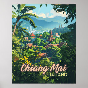 Poster Chiang Mai Thailand Asia Templates Mountain Vintag