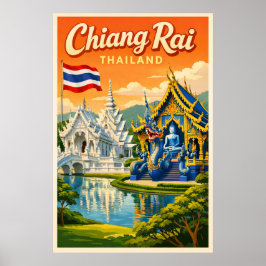 Poster Chiang Rai Tailândia - Cartaz de Viagem Vintage