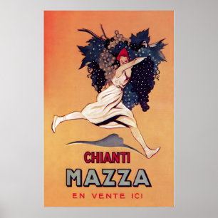 Poster Chianti Toscana Garrafa de Vinho Champanhe Comida