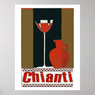 Poster Chianti Wine e garrafa vermelha