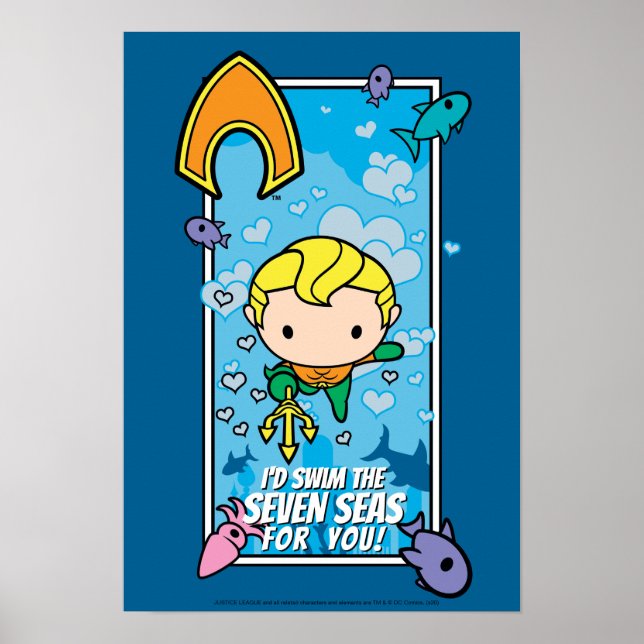 Poster Chibi Aquaman - I'll Swim The Seven Seas (Frente)