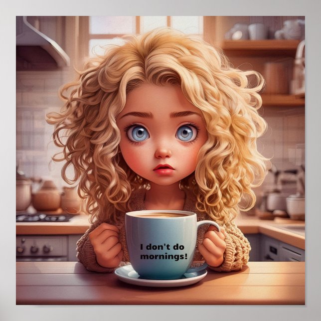 Poster Chibi Art Eu não faço manhãs (Frente)