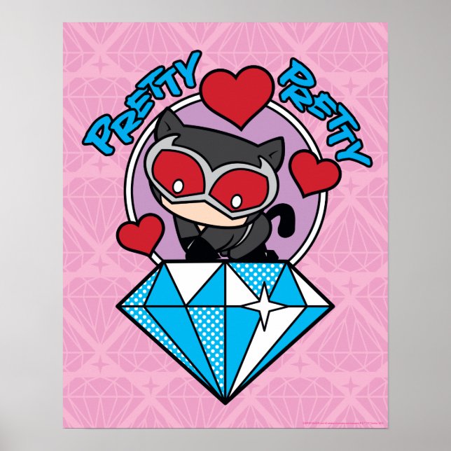 Poster Chibi CatWomen Sentada Em Alto Diamante (Frente)