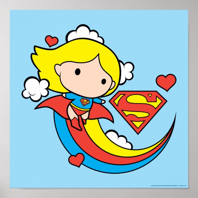 Pôster Chibi Supergirl Flying Rainbow (Frente)