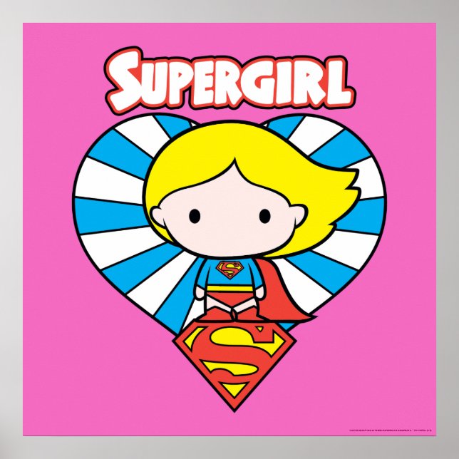 Poster Chibi Supergirl Starburst Heart and Logo (Frente)