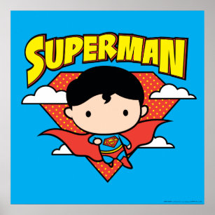 Poster Chibi Superman Bolinhas Shield e Nome