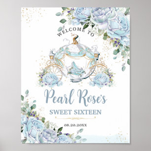 Poster Chic Baby Blue Rosa Princesa Carruagem Doce 16