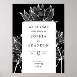 Poster Chic Black and White Floral Weding Sinal De Boas-V